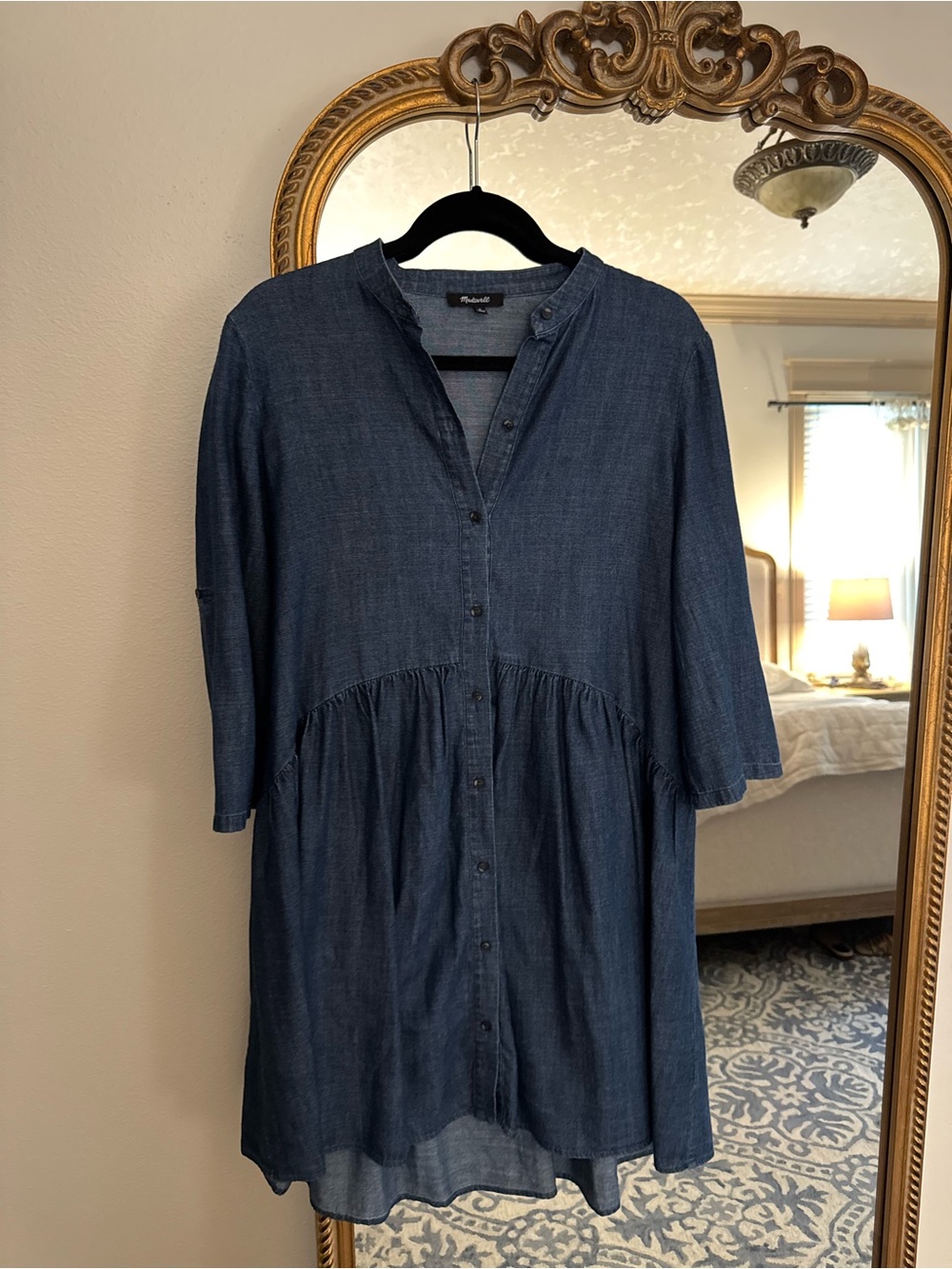 Madewell Dark Blue Denim Button-Front Mini Dress